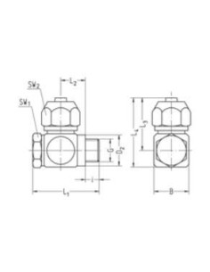 Złączka kątowa skręcana do węży z oplotem stalowym fi 9x6 mm, G 1/4 GZ, aluminium anodyzowane 2