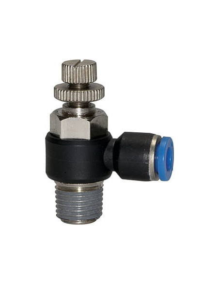 Zawór dławiąco-zwrotny wtykowy do zaworów R 1/4 GZ, do węża fi 12 mm, tworzywo sztuczne | Hydraulika | Eshop Dopak | Wszystko dl