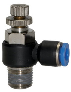 Zawór dławiąco-zwrotny wtykowy do siłownika R 1/2 GZ, do węża fi 8 mm, tworzywo sztuczne | Hydraulika | Eshop Dopak | Wszystko d