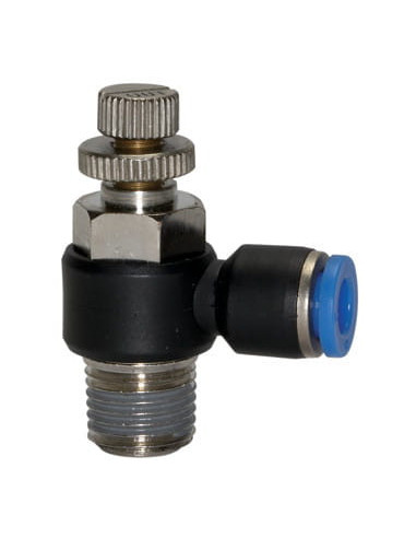 Zawór dławiąco-zwrotny wtykowy do siłownika R 1/4 GZ, do węża fi 12 mm, tworzywo sztuczne | Hydraulika | Eshop Dopak | Wszystko 