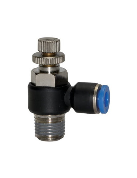 Zawór dławiąco-zwrotny wtykowy do siłownika R 1/4 GZ, do węża fi 6 mm, tworzywo sztuczne | Hydraulika | Eshop Dopak | Wszystko d