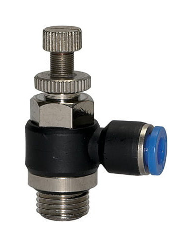 Zawór dławiąco-zwrotny wtykowy do zaworów G 1/4 GZ, do węża fi 6 mm, tworzywo sztuczne | Hydraulika | Eshop Dopak | Wszystko dla