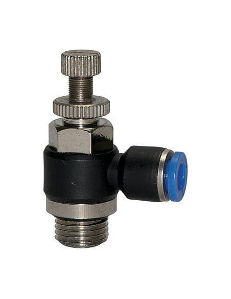 Zawór dławiąco-zwrotny wtykowy do zaworów G 1/8 GZ, do węża fi 6 mm, tworzywo sztuczne | Hydraulika | Eshop Dopak | Wszystko dla