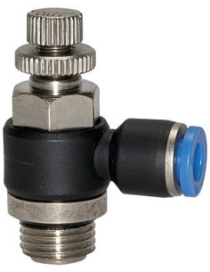 Zawór dławiąco-zwrotny wtykowy do siłownika G 1/4 GZ, do węża fi 8 mm, tworzywo sztuczne | Hydraulika | Eshop Dopak | Wszystko d