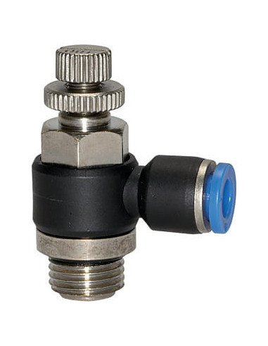 Zawór dławiąco-zwrotny wtykowy do siłownika G 3/8 GZ, do węża fi 8 mm, tworzywo sztuczne | Hydraulika | Eshop Dopak | Wszystko d