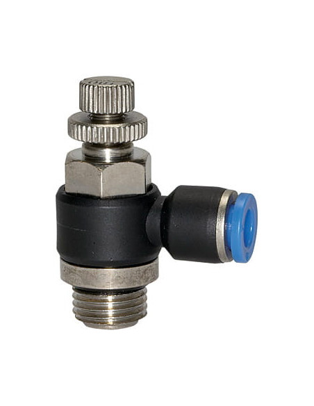 Zawór dławiąco-zwrotny wtykowy do siłownika G 3/8 GZ, do węża fi 8 mm, tworzywo sztuczne | Hydraulika | Eshop Dopak | Wszystko d