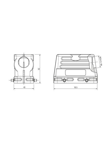 Obudowa Modlink Heavy B16, niski profil, IP65  70MH-GTFNQ-A02C000 | Przewody i Złącza | Eshop Dopak | Wszystko dla Przemysłu