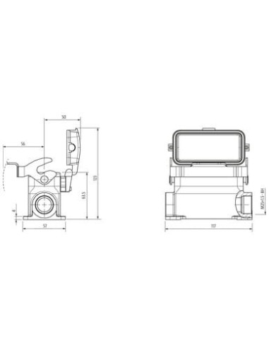 Obudowa Modlink Heavy B16 niski profil, IP65, pojedyncze zamknięcie, M25  70MH-GSFNL-B01C010 | Przewody i Złącza | Eshop Dopak |