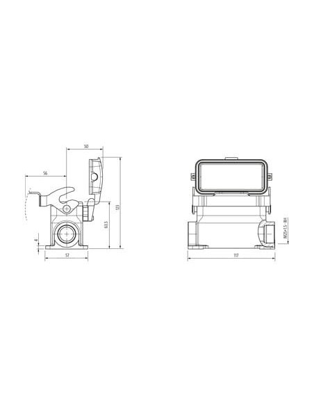 Obudowa Modlink Heavy B16 niski profil, IP65, pojedyncze zamknięcie, M25  70MH-GSFNL-B01C010 | Przewody i Złącza | Eshop Dopak |