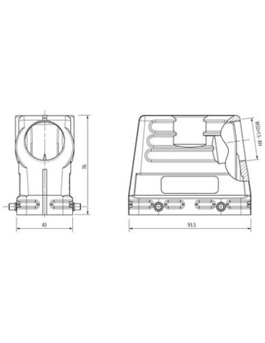 Obudowa Modlink Heavy B16, wysoki profil, IP65, podwójne zamknięcie, M32  70MH-GTFHQ-A02D000 | Przewody i Złącza | Eshop Dopak |