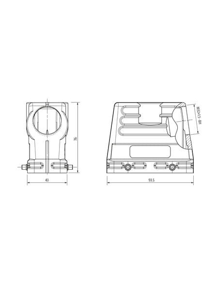 Obudowa Modlink Heavy B16, wysoki profil, IP65, podwójne zamknięcie, M32  70MH-GTFHQ-A02D000 | Przewody i Złącza | Eshop Dopak |