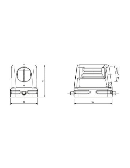 Obudowa Modlink Heavy B6, niskoprofilowa, IP65, odsłonięte zamknięcie, M25 70MH-GTDNL-A02C000 | Przewody i Złącza | Eshop Dopak 