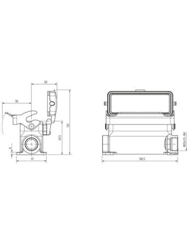 Obudowa Modlink Heavy B24 niskoprofilowa, IP65, odsłonięte zamknięcie, M25 70MH-GSGNL-B01C010 | Przewody i Złącza | Eshop Dopak 