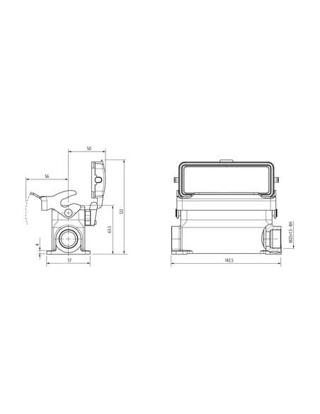 Obudowa Modlink Heavy B24 niskoprofilowa, IP65, odsłonięte zamknięcie, M25 70MH-GSGNL-B01C010 | Przewody i Złącza | Eshop Dopak 