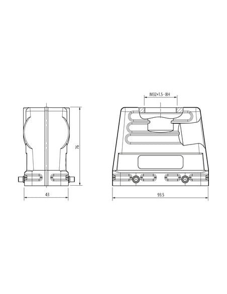 Budowa Modlink Heavy B16, wysoki profil, IP65, otwarte zamknięcie, M32 70MH-GTFHQ-A01D000 | Przewody i Złącza | Eshop Dopak | Ws