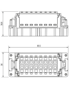 Wkładka konstytucyjna Modlink Heavy B16 męska, 16-polowa, Push-in, 500V, 16A 70MH-ES016-FP03020 | Przewody i Złącza | Eshop Dopa 2