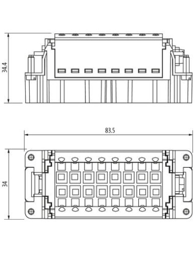 Wkładka konstytucyjna Modlink Heavy B16 męska, 16-polowa, Push-in, 500V, 16A 70MH-ES016-FP03020 | Przewody i Złącza | Eshop Dopa