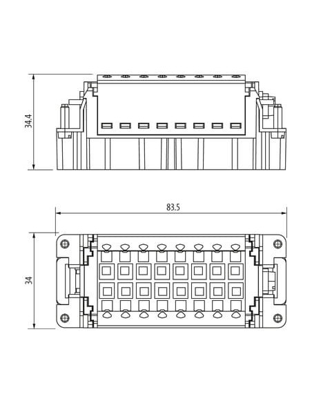 Wkładka konstytucyjna Modlink Heavy B16 męska, 16-polowa, Push-in, 500V, 16A 70MH-ES016-FP03020 | Przewody i Złącza | Eshop Dopa