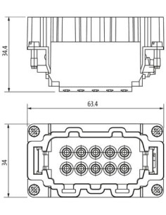 Wkładka opakowań Modlink Heavy B10 męska, 10-polowa, Push-in, 500V, 16A 70MH-ES010-EP03020 | Przewody i Złącza | Eshop Dopak | W 2