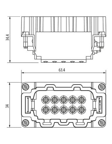 Wkładka opakowań Modlink Heavy B10 męska, 10-polowa, Push-in, 500V, 16A 70MH-ES010-EP03020 | Przewody i Złącza | Eshop Dopak | W