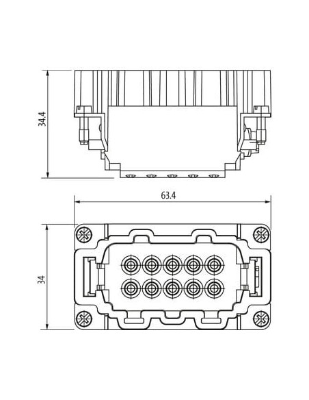 Wkładka opakowań Modlink Heavy B10 męska, 10-polowa, Push-in, 500V, 16A 70MH-ES010-EP03020 | Przewody i Złącza | Eshop Dopak | W