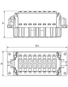 Wkładka graficzna Modlink Heavy B16 żeńska, 16-polowa, Push-in, 500V, 16A 70MH-EB016-FP03020 | Przewody i Złącza | Eshop Dopak | 2