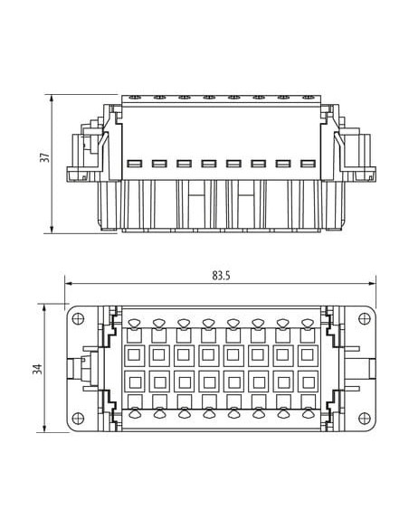 Wkładka graficzna Modlink Heavy B16 żeńska, 16-polowa, Push-in, 500V, 16A 70MH-EB016-FP03020 | Przewody i Złącza | Eshop Dopak |