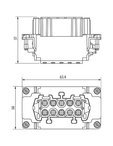 Wkładka urządzenia Modlink Heavy B10 żeńska, 10-polowa, Push-in, 500V, 16A 70MH-EB010-EP03020 | Przewody i Złącza | Eshop Dopak 