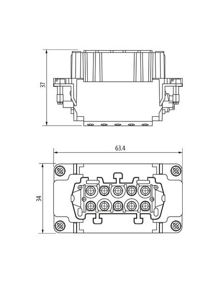 Wkładka urządzenia Modlink Heavy B10 żeńska, 10-polowa, Push-in, 500V, 16A 70MH-EB010-EP03020 | Przewody i Złącza | Eshop Dopak 