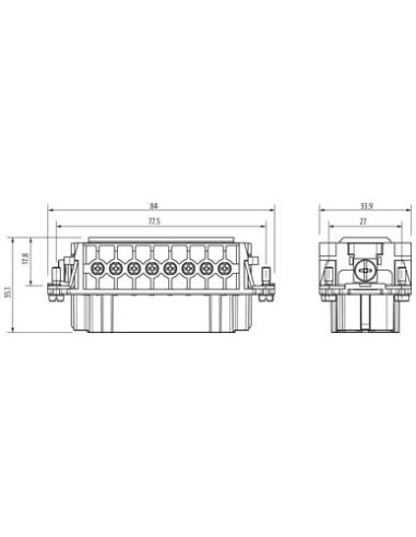 Wkładka książki B16 żeńska, 16-polowa, 500V, 16A 70MH-EB016-FS03020 | Przewody i Złącza | Eshop Dopak | Wszystko dla Przemysłu