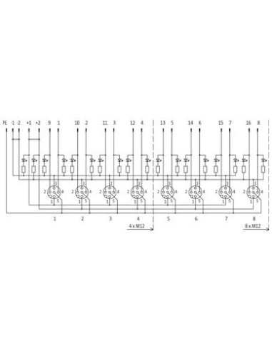 Moduł pasywny Exact12, 4xM12, 5-polowy, nr referencyjny 8000-84500-0000000 | Elektronika | Eshop Dopak | Wszystko dla Przemysłu
