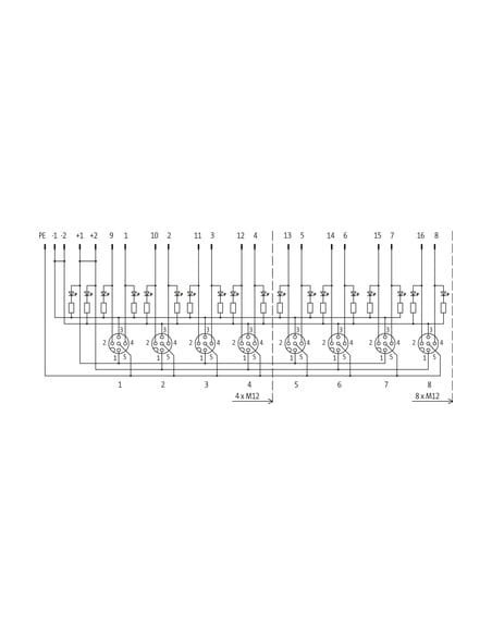 Moduł pasywny Exact12, 4xM12, 5-polowy, nr referencyjny 8000-84500-0000000 | Elektronika | Eshop Dopak | Wszystko dla Przemysłu