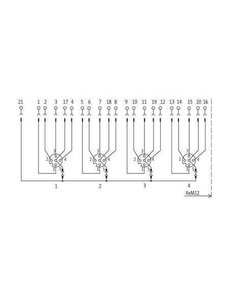 Modul pasywny MVP12, 4xM12, uniwersalny 8000-44752-0000000 | Elektronika | Eshop Dopak | Wszystko dla Przemysłu