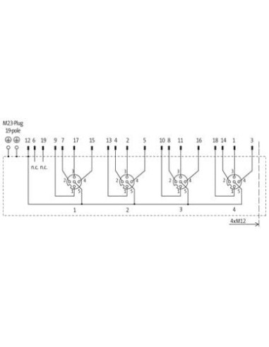 Moduł pasywny MVP-Metal, 4xM12, 5-polowy, M23 8000-54722-0000000 | Elektronika | Eshop Dopak | Wszystko dla Przemysłu
