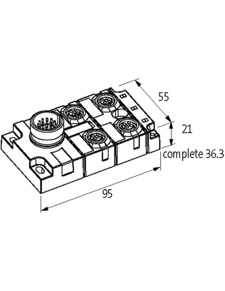 Moduł pasywny MVP-Metal, 4xM12, 5-polowy, wyjście M23 19-polowe, nr ref. 8000-54522-0000000 | Elektronika | Eshop Dopak | Wszyst