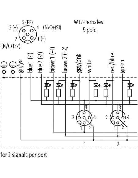 Moduł pasywny MVP metalowy, 8xM12, 5-polowy 8000-58610-4030300 | Elektronika | Eshop Dopak | Wszystko dla Przemysłu