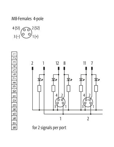 Moduł pasywny Exact8, 6xM8, 4-polowy, nr referencyjny 8000-86100-0000000 | Elektronika | Eshop Dopak | Wszystko dla Przemysłu