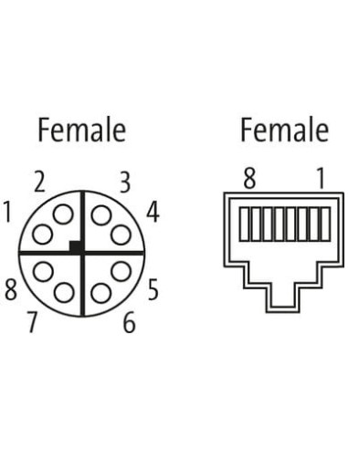 adapter M12 żeński x-cod. / RJ45 męski 0° Gigabit 7000-51531-0000000 | Przewody i Złącza | Eshop Dopak | Wszystko dla Przemysłu