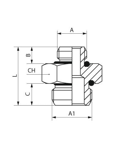 Nypel redukcyjny gwintowany cylindryczny G 1/2 GZ - G 3/4 GZ, o-ring NBR, mosiądz niklowany | Hydraulika | Eshop Dopak | Wszystk