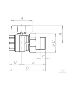 Zawór kulowy ze śrubunkiem COLLETORE O G 1 GW- G 1 GZ PN25 mosiadz niklowany rączka motylkowa T | Hydraulika | Eshop Dopak | Wsz 2