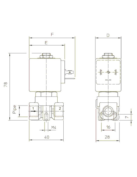 Zawór elektromagnetyczny membranowy ODE 2/2 NC, G 1/4, PTFE, 0-90 bar, 24V DC, normalnie zamknięty | Automatyka | Eshop Dopak | 