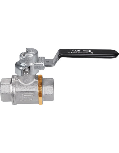Zawór kulowy z odpowietrzeniem i blokadą AIRY LOCK R 1/4 GW, PN12 mosiądz niklowany, PTFE, LOTO | Hydraulika | Eshop Dopak | Wsz