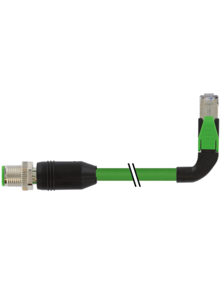 M12 męski 0° / RJ45 90° lewy ekranowany Ethernet 7000-44747-7960150 | Przewody i Złącza | Eshop Dopak | Wszystko dla Przemysłu