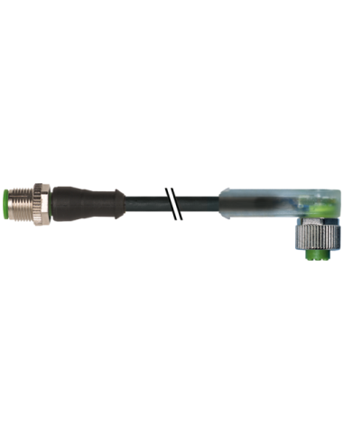 Konektor M12 męski, prosty - M12 żeński, kątowy z LED 7000-40341-6340310 | Przewody i Złącza | Eshop Dopak | Wszystko dla Przemy