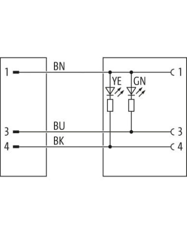 Konektor M12 męski, prosty - M12 żeński, kątowy z LED 7000-40321-6330300 | Przewody i Złącza | Eshop Dopak | Wszystko dla Przemy