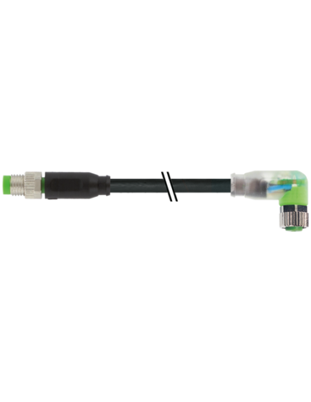 Konektor M8 męski, prosty - M8 żeński, kątowy z LED 7000-88041-6300200 | Przewody i Złącza | Eshop Dopak | Wszystko dla Przemysł