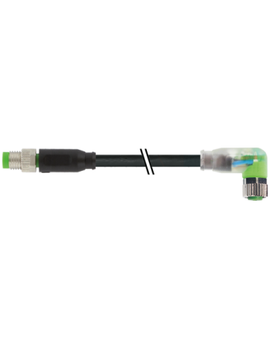 Konektor M8 męski, prosty - M8 żeński, kątowy z LED 7000-88041-6300300 | Przewody i Złącza | Eshop Dopak | Wszystko dla Przemysł