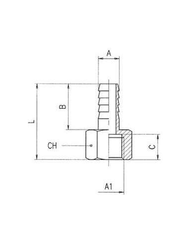 Króciec gwintowany choinka do węża fi 10 mm G 3/8 GW, mosiądz niklowany