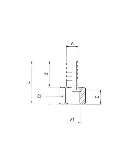 Króciec gwintowany choinka do węża fi 10 mm G 3/8 GW, mosiądz niklowany