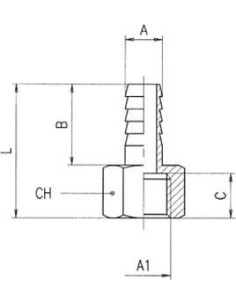 Króciec gwintowany choinka do węża fi 12 mm G 1/2 GW, mosiądz niklowany 2